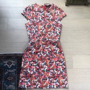 Zara orange floral neoprene dress xs